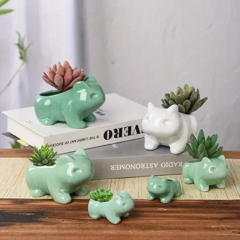 Handmade Ceramic Planter, Mini Succulent Flowerpot with Drainage Hole, XS to L Sizes for Home Garden Décor - product view 5