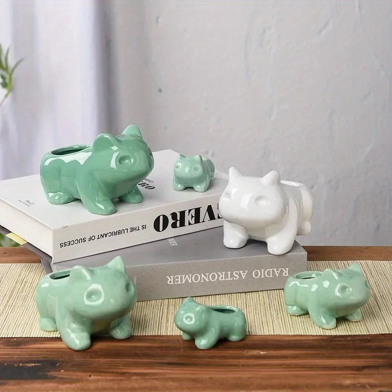 Handmade Ceramic Planter, Mini Succulent Flowerpot with Drainage Hole, XS to L Sizes for Home Garden Décor - product view 6