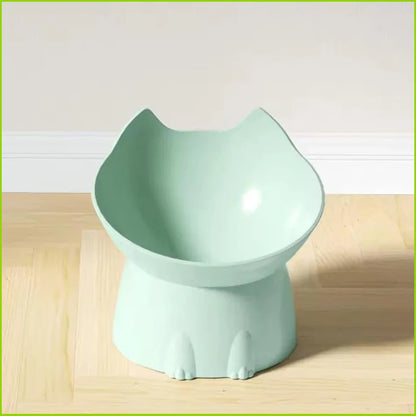 Rounded Plastic Cat Bowl with Raised Design and Neck Protection for Cats and Small Dogs - product view 1