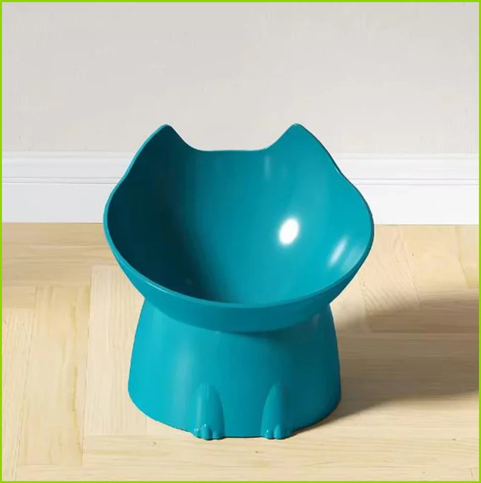 Rounded Plastic Cat Bowl with Raised Design and Neck Protection for Cats and Small Dogs - product view 4