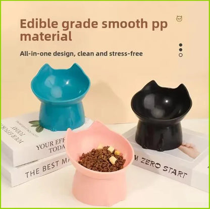 Rounded Plastic Cat Bowl with Raised Design and Neck Protection for Cats and Small Dogs - product view 6