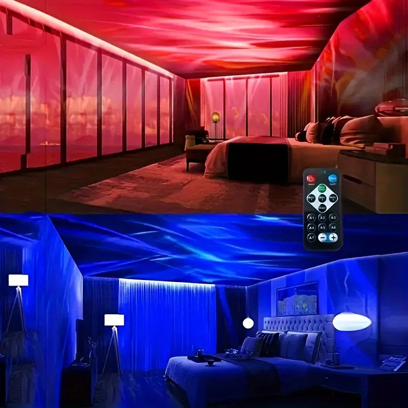 USB LED Starry Sky Projector Lamp, Rotating Aurora RGB Night Light with Remote Control, 5V Holiday Room Decor - product view 5