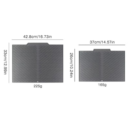 Silicone Dish Drying Mat, Non-Slip Drainage Pad, Food-Grade Flexible Countertop Protector, Gray, 37 x 25 or 42.8 x 33 cm - product view 1