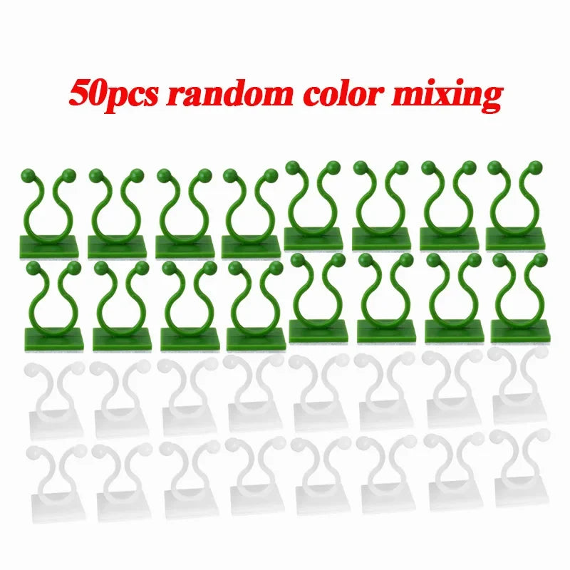 Self-Adhesive Plant Support Clips, Plastic Wall Fixture Hooks for Climbing Vines and Cable Routing, 10 to 100 Pieces - product view 2