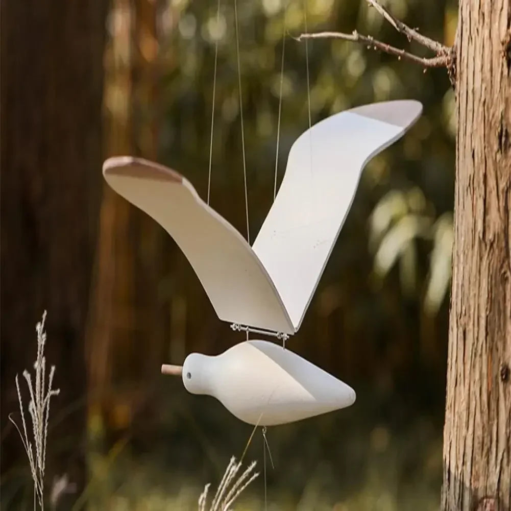 Seagull Wall Hanging Ornament, Handmade Organic Material Décor, White Bird Mobile for Nursery, Bedroom or Hotel - product view 1