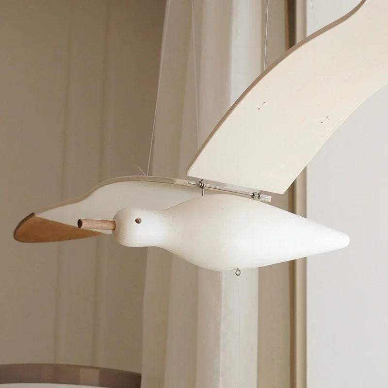 Seagull Wall Hanging Ornament, Handmade Organic Material Décor, White Bird Mobile for Nursery, Bedroom or Hotel - product view 4