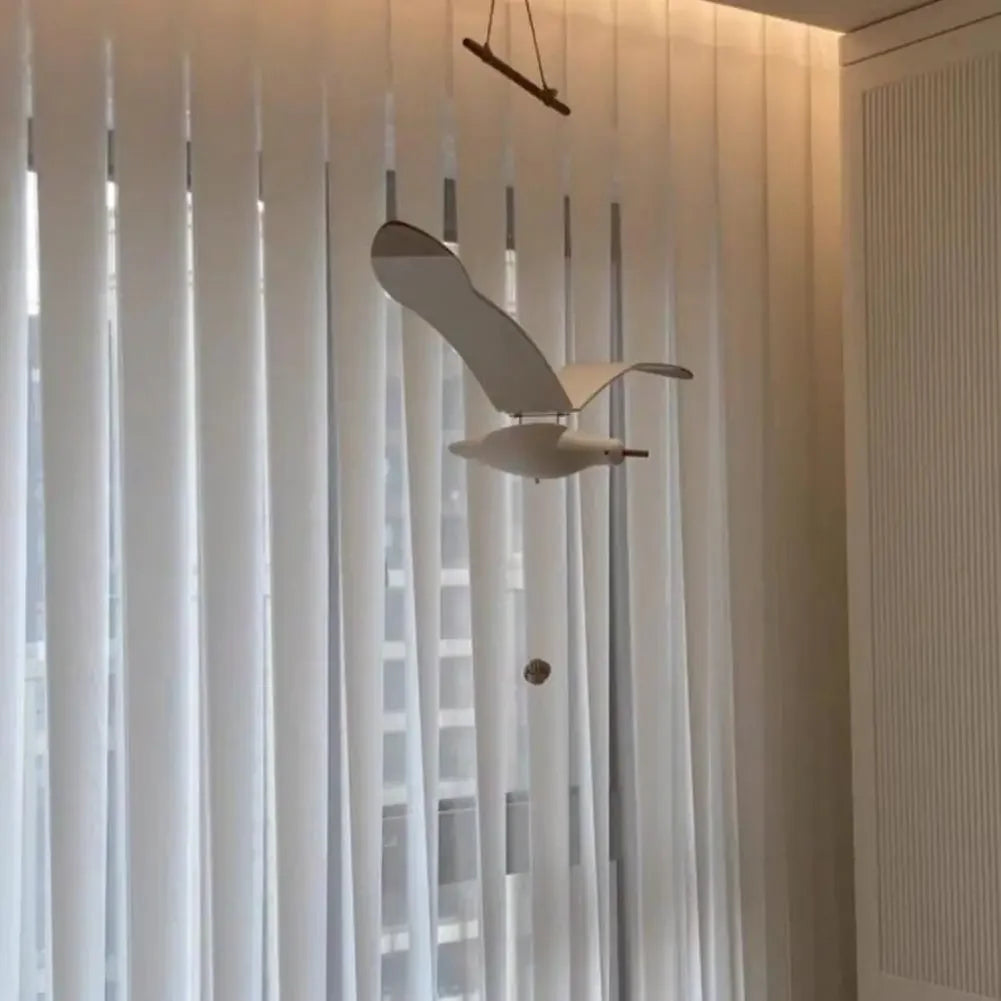 Seagull Wall Hanging Ornament, Handmade Organic Material Décor, White Bird Mobile for Nursery, Bedroom or Hotel - product view 6