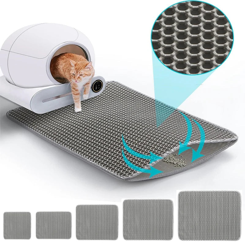 Waterproof Cat Litter Mat, Double-Layer EVA Litter Trap with Hexagonal Surface, Washable Non-Slip Design, 30 x 45 to 60 x 90 cm - product view 4