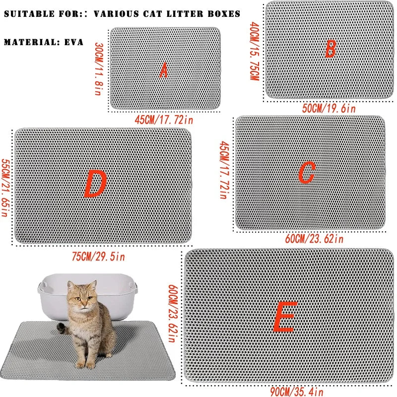 Waterproof Cat Litter Mat, Double-Layer EVA Litter Trap with Hexagonal Surface, Washable Non-Slip Design, 30 x 45 to 60 x 90 cm - product view 5