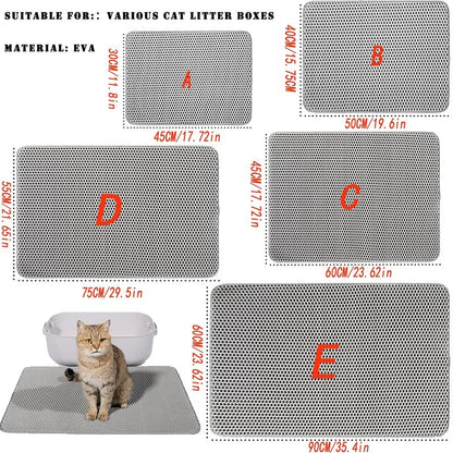 Waterproof Cat Litter Mat, Double-Layer EVA Litter Trap with Hexagonal Surface, Washable Non-Slip Design, 30 x 45 to 60 x 90 cm - product view 5