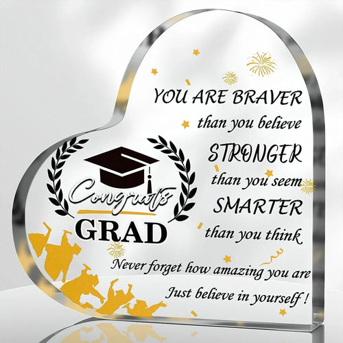 Acrylic Graduation Gift Decoration, Grid Pattern Keepsake for 2025 College Graduates, Friends and Classmates, Retro Style - product view 1