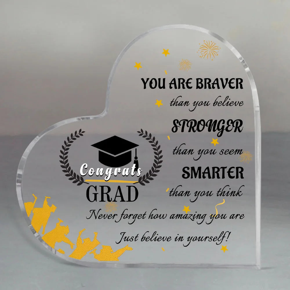 Acrylic Graduation Gift Decoration, Grid Pattern Keepsake for 2025 College Graduates, Friends and Classmates, Retro Style - product view 2