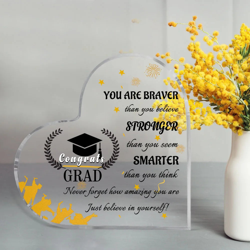 Acrylic Graduation Gift Decoration, Grid Pattern Keepsake for 2025 College Graduates, Friends and Classmates, Retro Style - product view 3