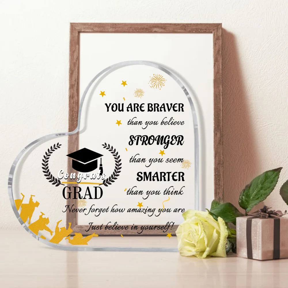 Acrylic Graduation Gift Decoration, Grid Pattern Keepsake for 2025 College Graduates, Friends and Classmates, Retro Style - product view 4
