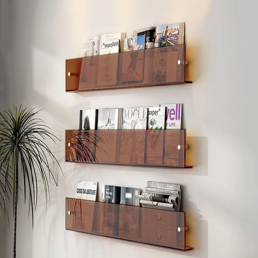 PVC Picture Ledge Wall Shelf, 2-Piece Mounted Storage Rack, 20–50 cm Options for Books, Magazines and Décor - product view 1