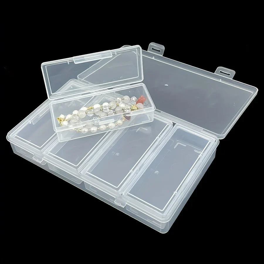 Clear Plastic Cabinet Organizer Box with 4 Adjustable Dividers, Removable Compartments for Craft and Sewing Supplies - product view 3