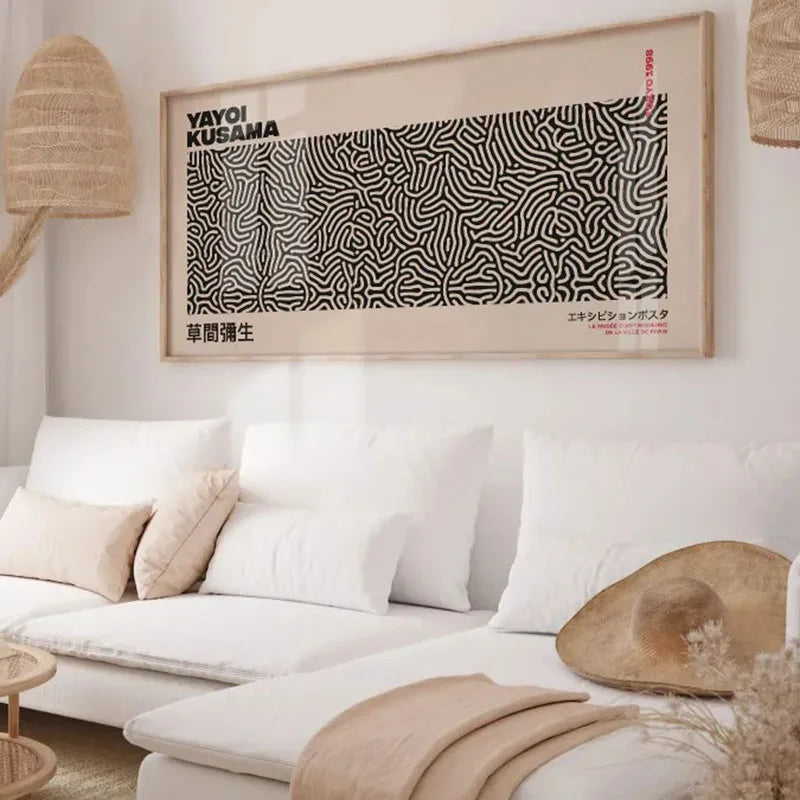 Yayoi Kusama-Inspired Abstract Canvas Wall Art, Horizontal Gallery Wall Print, Waterproof Ink, Unframed Sizes for Home or Office - product view 2