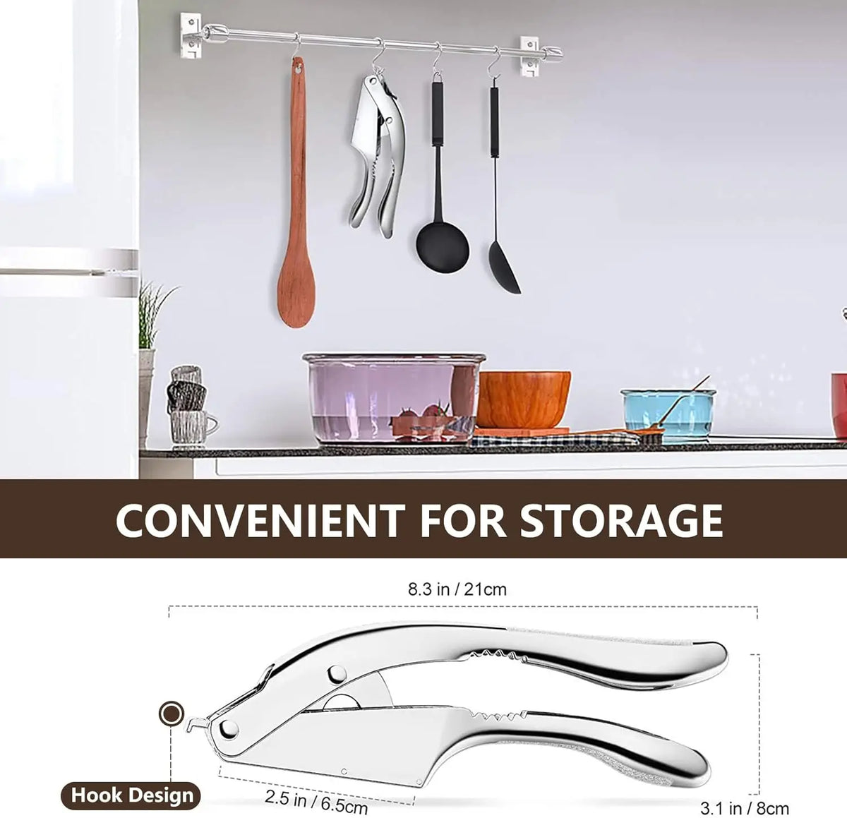 stainless garlic press - product view 5