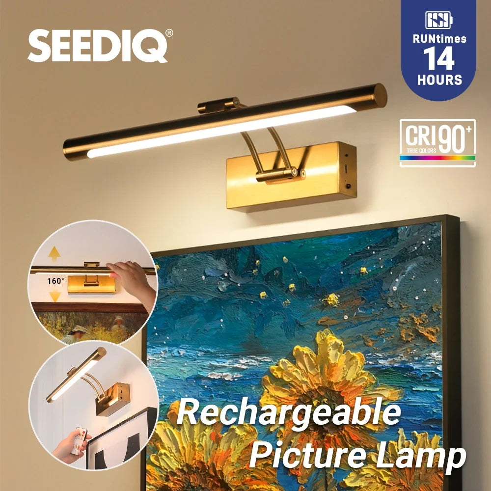 Rechargeable LED Picture Light, 40 cm Wireless Wall Lamp, 4400 mAh Battery, Remote Dimming, Type-C Charging for Wall Decor - product view 5