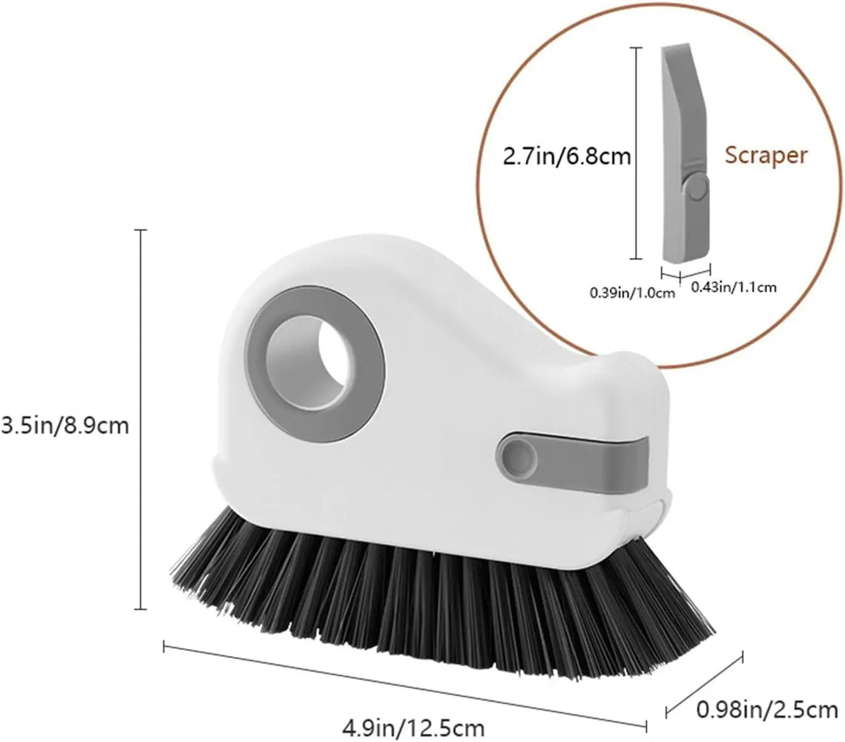 2-in-1 Groove Cleaning Brush, Hard PET Bristles with Built-In Scraper and Dustpan for Window and Shower Tracks - product view 5