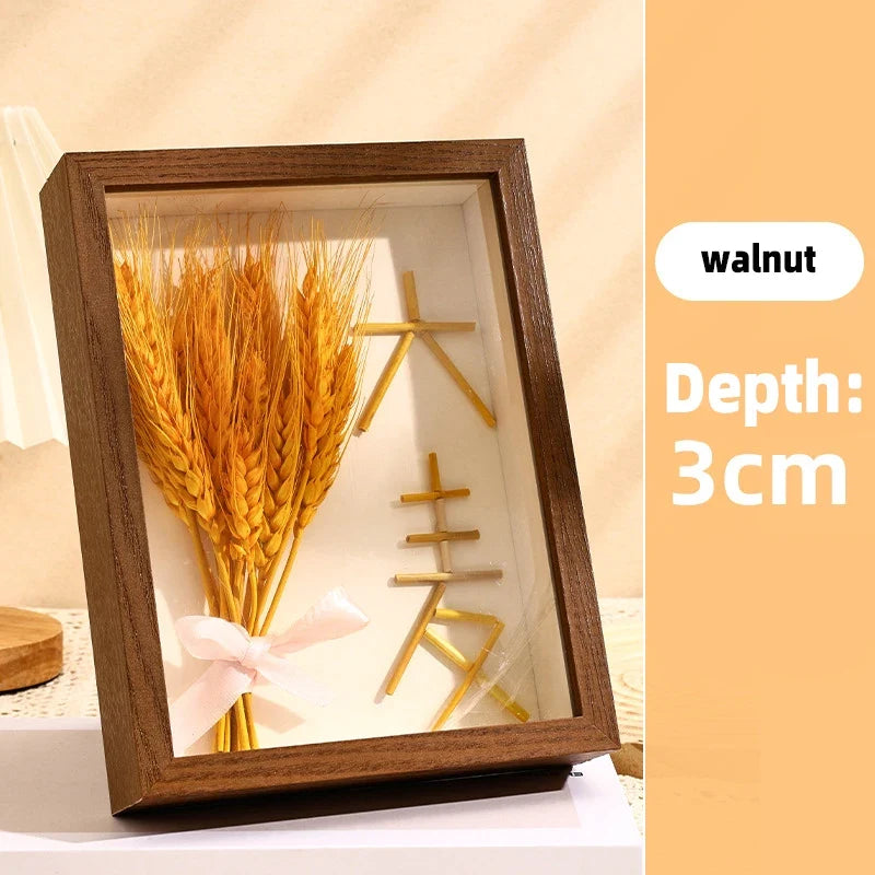 3D Shadow Box Frame, Wood Rectangle Display Frame with 3 cm or 5 cm Depth, Plexiglass Front for Photos and Specimens - product view 3