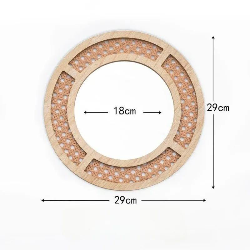 Round Rattan Wall Mirror, Handmade Woven Imitation Rattan Frame, 29 cm Glass Decorative Mirror for Entryway or Living Room - product view 1