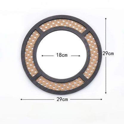 Round Rattan Wall Mirror, Handmade Woven Imitation Rattan Frame, 29 cm Glass Decorative Mirror for Entryway or Living Room - product view 2