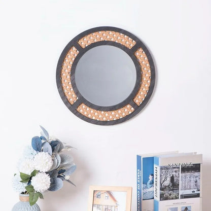 Round Rattan Wall Mirror, Handmade Woven Imitation Rattan Frame, 29 cm Glass Decorative Mirror for Entryway or Living Room - product view 4