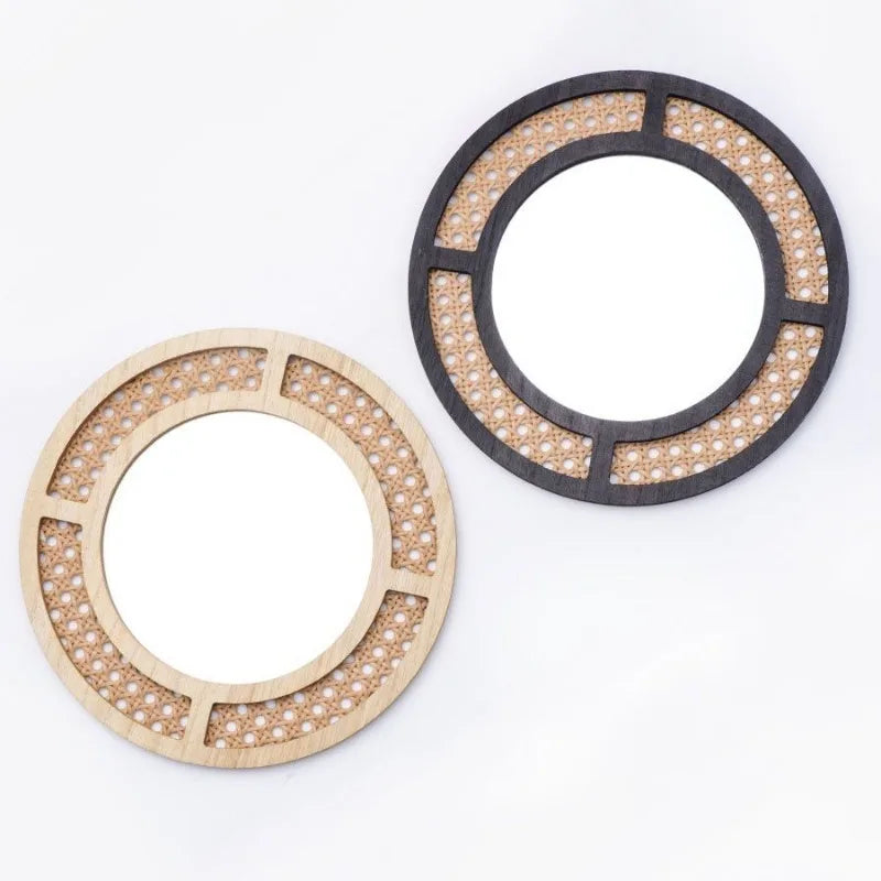 round rattan mirror - product view 6