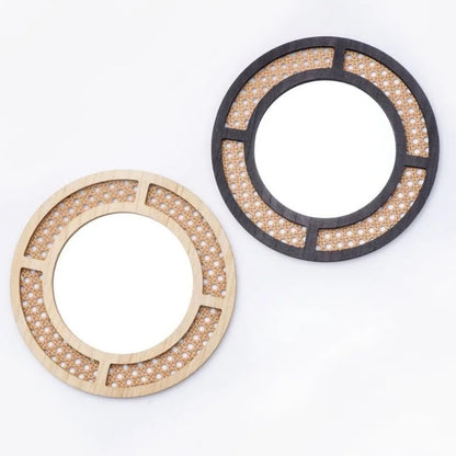 Round Rattan Wall Mirror, Handmade Woven Imitation Rattan Frame, 29 cm Glass Decorative Mirror for Entryway or Living Room - product view 6