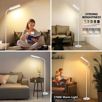 Modern LED Floor Lamp, Remote and Touch Control, Dimmable, 3 Color Temperatures, 360° Gooseneck, 165 cm for Reading - product view 6