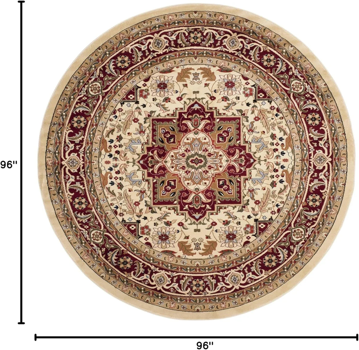 Round Printed Floor Rug, Anti-Slip Waterproof Fade-Resistant Polyester Carpet, Machine-Made Boho Décor in Six Sizes - product view 2