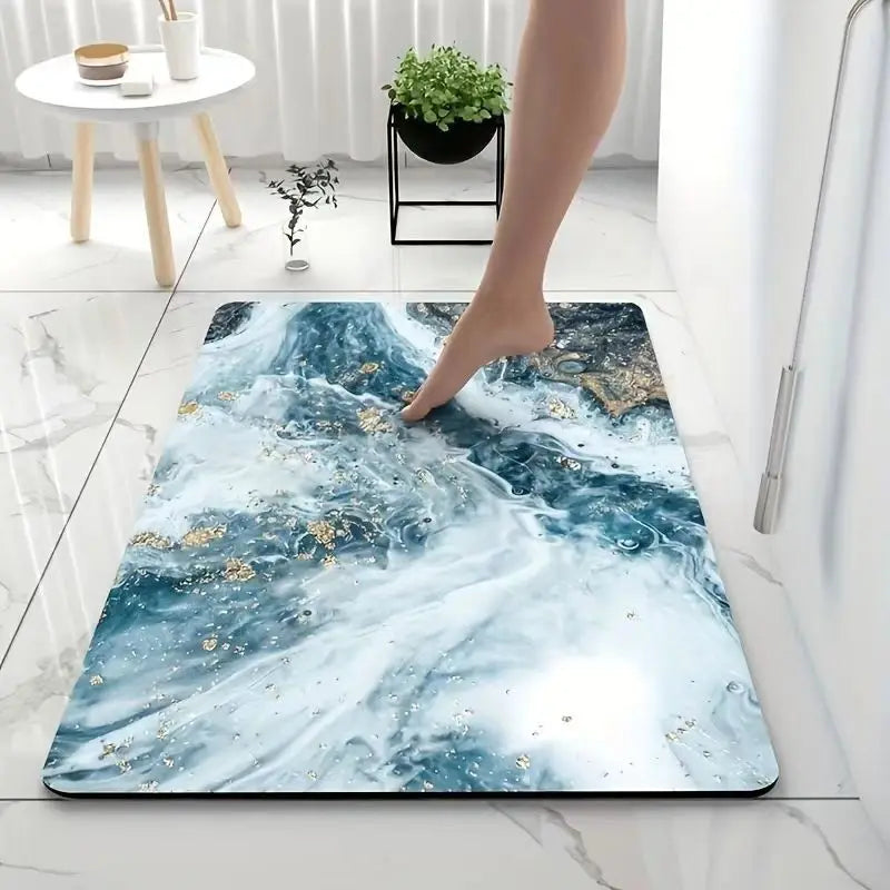 Striped Bathroom Rug Mat, Quick-Dry Absorbent Non-Slip Floor Pad, Machine-Made Modern Style, 40x60cm or 50x80cm - product view 1
