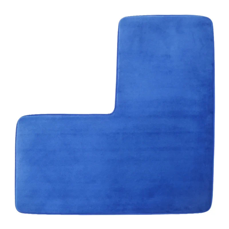 L-Shaped Memory Foam Bath Mat, Machine-Made Printed Cloth Bathroom Rug, 80x80 cm, Soft Floor Mat in 6 Colors - product view 1