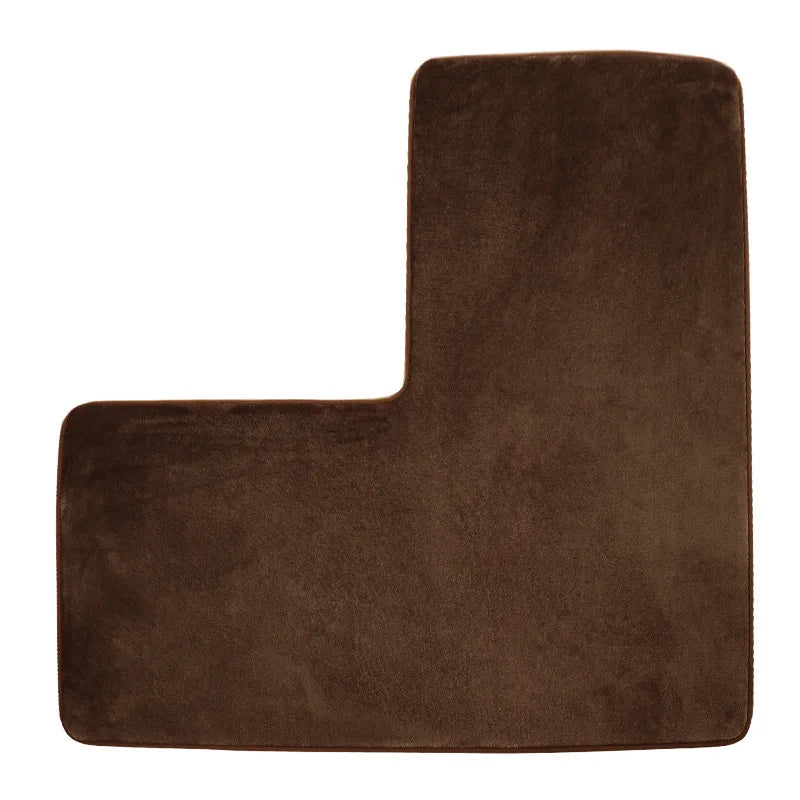 L-Shaped Memory Foam Bath Mat, Machine-Made Printed Cloth Bathroom Rug, 80x80 cm, Soft Floor Mat in 6 Colors - product view 3