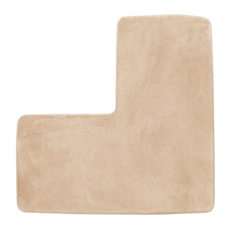 L-Shaped Memory Foam Bath Mat, Machine-Made Printed Cloth Bathroom Rug, 80x80 cm, Soft Floor Mat in 6 Colors - product view 4