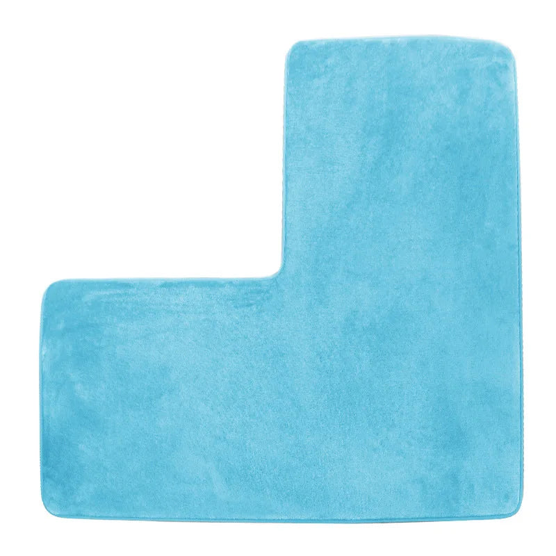 L-Shaped Memory Foam Bath Mat, Machine-Made Printed Cloth Bathroom Rug, 80x80 cm, Soft Floor Mat in 6 Colors - product view 6