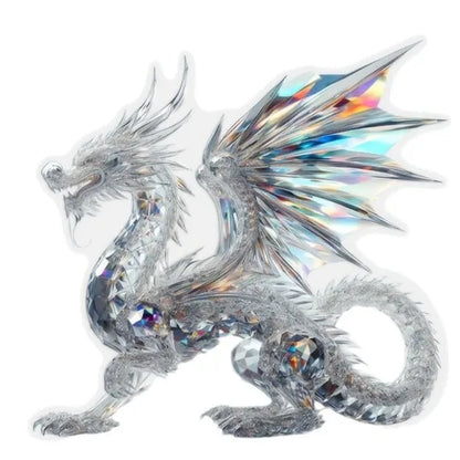 Acrylic Crystal Dragon Figurine, 2D Flat 20 cm Desktop Ornament with Base for Home Office and Studio Display - product view 4