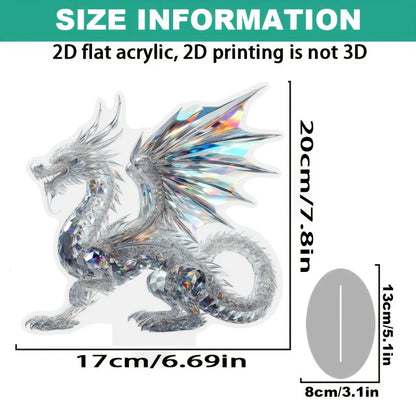 Acrylic Crystal Dragon Figurine, 2D Flat 20 cm Desktop Ornament with Base for Home Office and Studio Display - product view 5