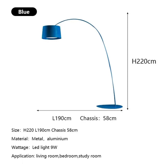 Arched LED Floor Lamp, 220 cm Modern Metal and Aluminum Light, 21–30W E27, Dimmable, Color Options, Global Plugs - product view 1