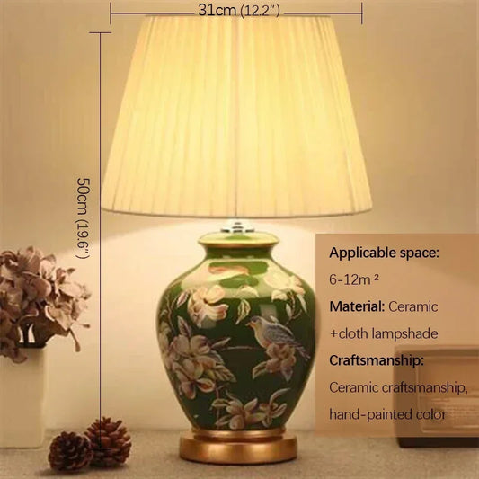 Ceramic Bedside Lamp with LED E27 Bulb, Knob Switch, AC Power, Modern Plated Design for Bedroom and Living Room - product view 1