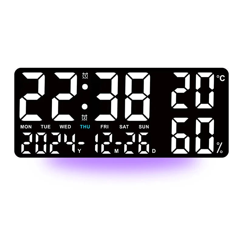 Digital Wall Clock, 7-Color Mood Light, Remote Control, Dual Alarm, Temperature, Humidity, Calendar, 35 cm USB Clock - product view 3
