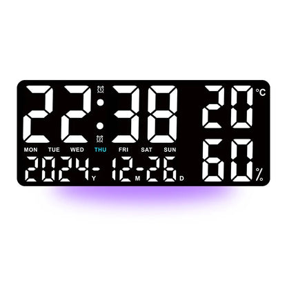 Digital Wall Clock, 7-Color Mood Light, Remote Control, Dual Alarm, Temperature, Humidity, Calendar, 35 cm USB Clock - product view 3