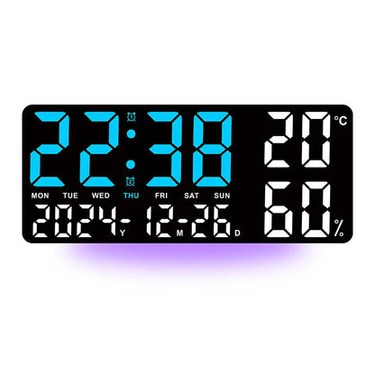 Digital Wall Clock, 7-Color Mood Light, Remote Control, Dual Alarm, Temperature, Humidity, Calendar, 35 cm USB Clock - product view 6