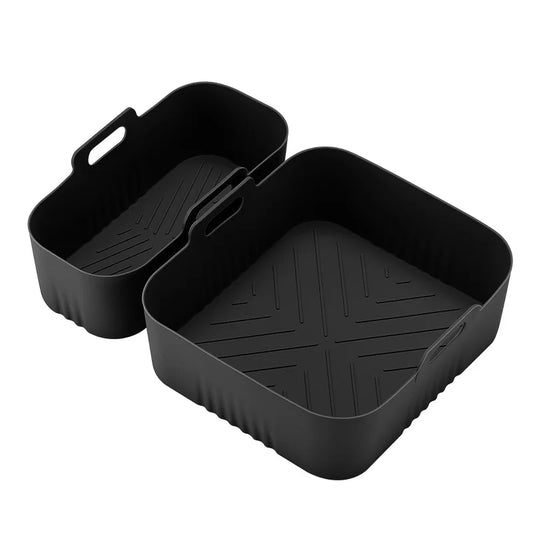 Rectangle Silicone Air Fryer Liner, Raised Grooves for Airflow, -40°C to 200°C, Black or Grey - product view 1