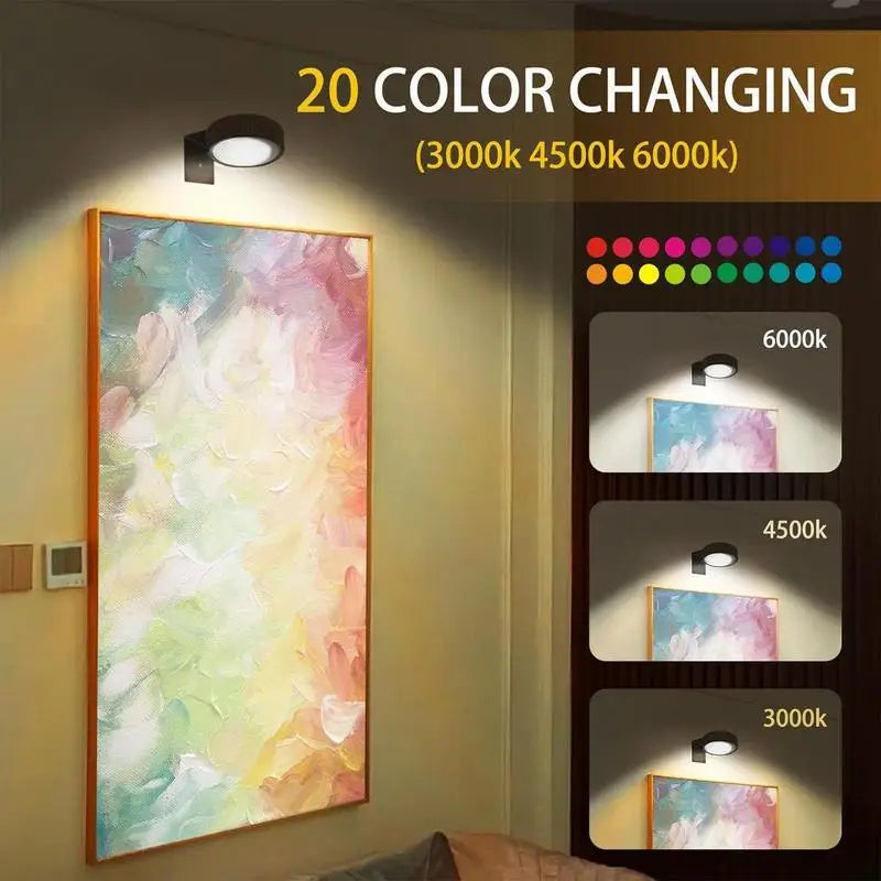 Battery Operated Picture Light, Remote Control, Dimmable LED Wall Lamp for Artwork, Modern Plastic Design in 3 Colors - product view 6