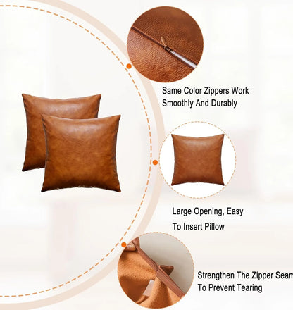 Square Polyester Cushion Cover, Woven Solid Design, Brown Decorative Pillowcase for Sofa, Seat, Bed and Patio - product view 4