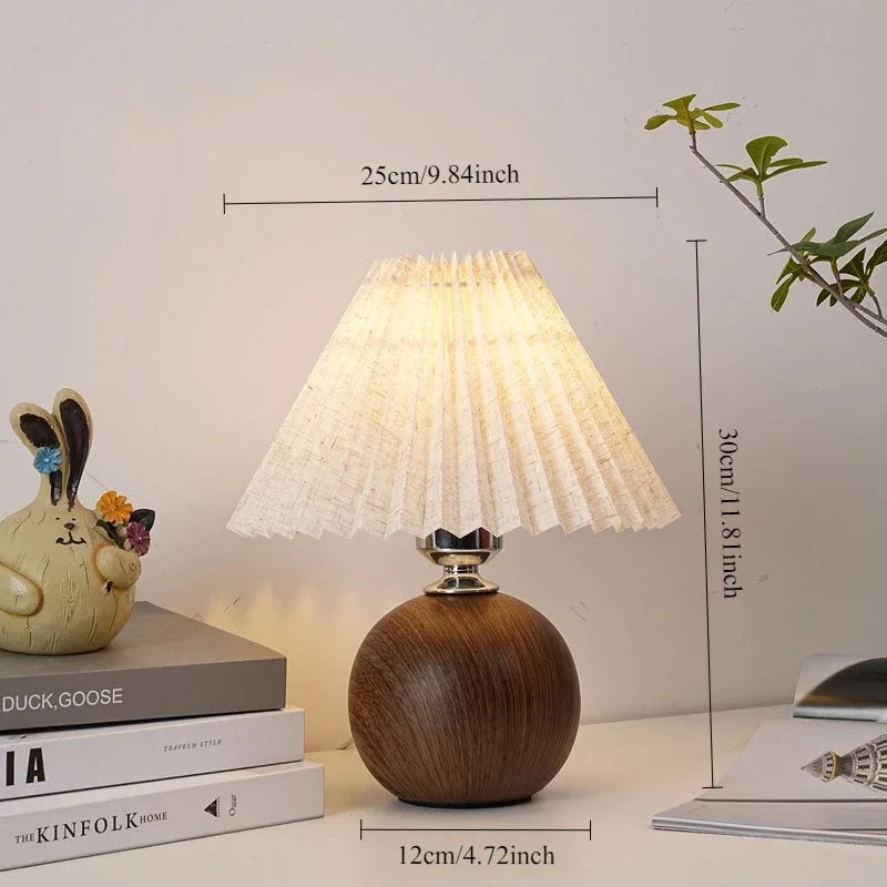 Nordic LED Pleated Table Lamp, Remote Control, 3 Light Colors, Iron and Cloth Shade, AC Power for Bedroom and Living Room - product view 1