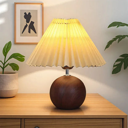 Nordic LED Pleated Table Lamp, Remote Control, 3 Light Colors, Iron and Cloth Shade, AC Power for Bedroom and Living Room - product view 5