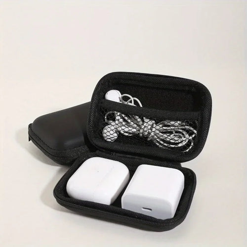 Cable Storage Box, Portable Fabric Zipper Case for Headphones, Data Cables, Chargers and Hard Drives - product view 1